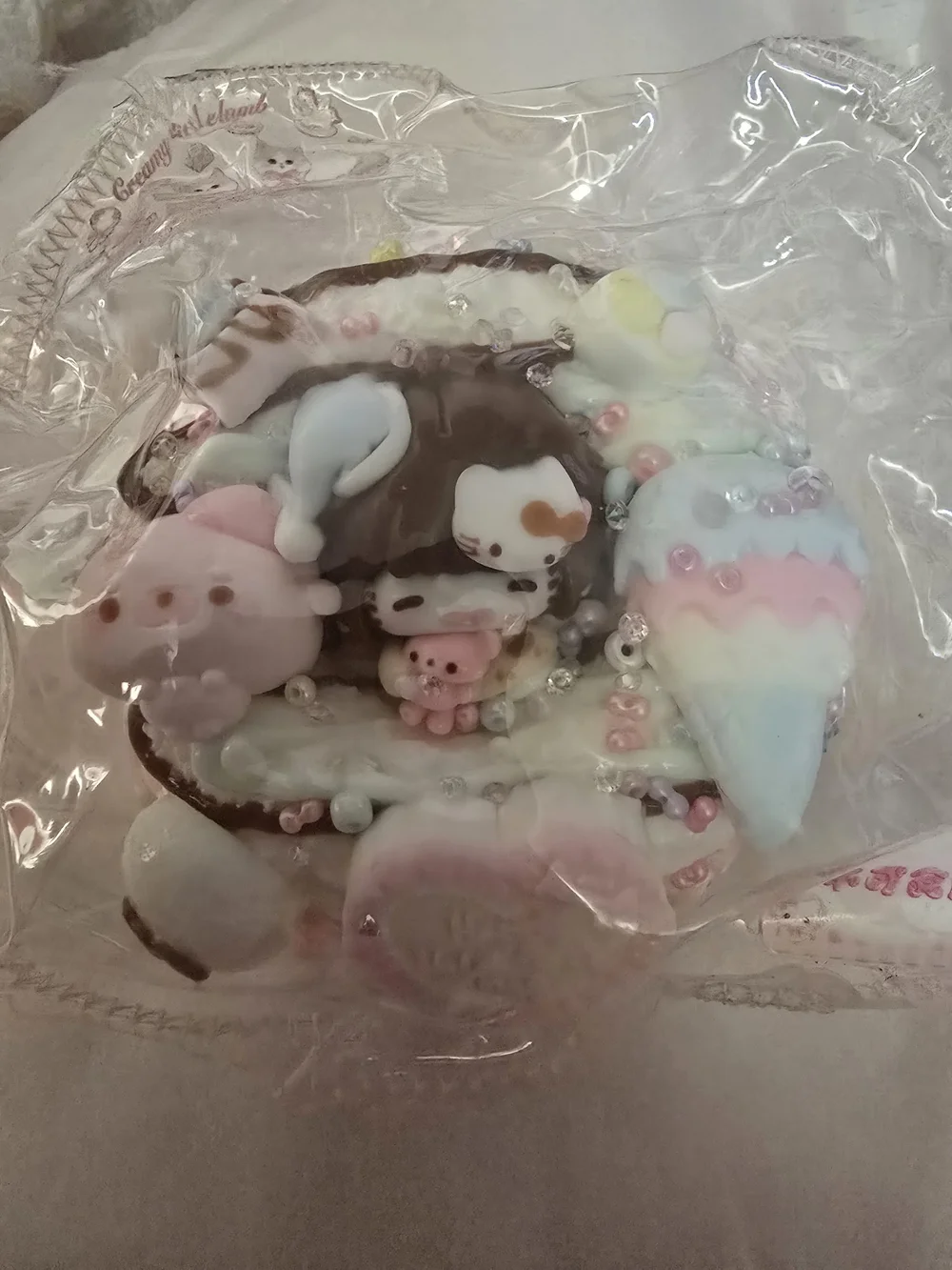 Pastel Pink & Brown Small Tabba Squishy Accessory - Cute Dessert-Themed Charm